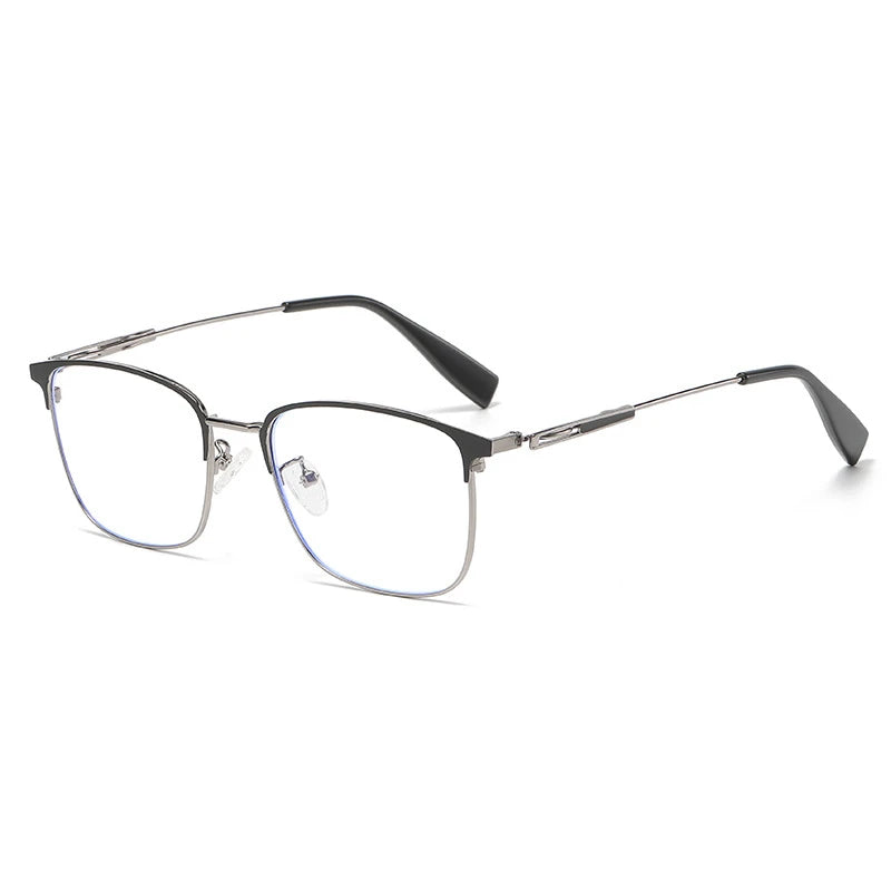 Cubojue Mens Full Rim Square Alloy Eyeglasses 101968 Full Rim Cubojue 101968 black grey  