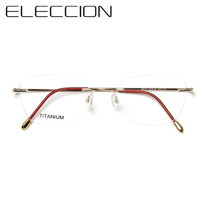 Eleccion Unisex Rimless Oval Square Titanium Eyeglasses 16013