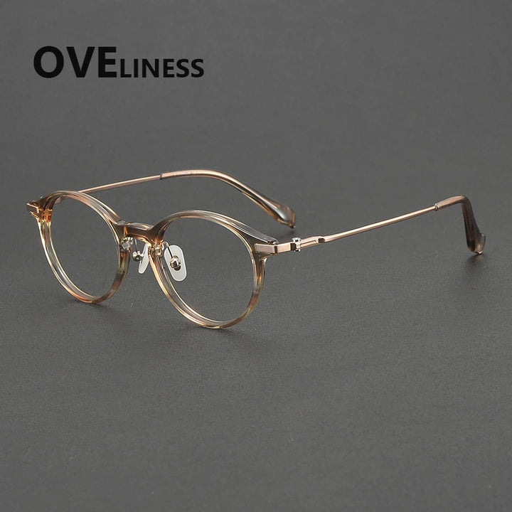 Oveliness Unisex Full Rim Round Oval Acetate Titanium Eyeglasses 90010