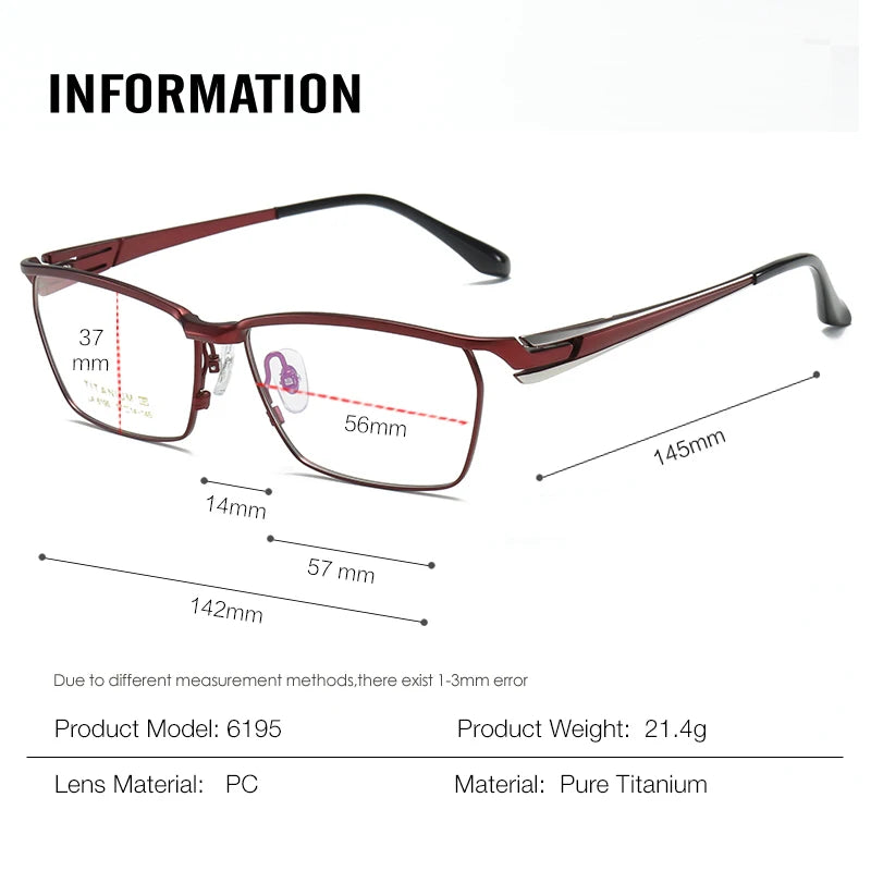 Aror Unisex Semi Rim Square Brow Line Titanium Eyeglasses 76195