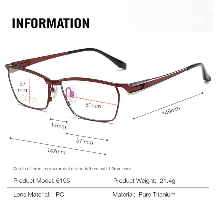 Aror Unisex Semi Rim Square Brow Line Titanium Eyeglasses 76195