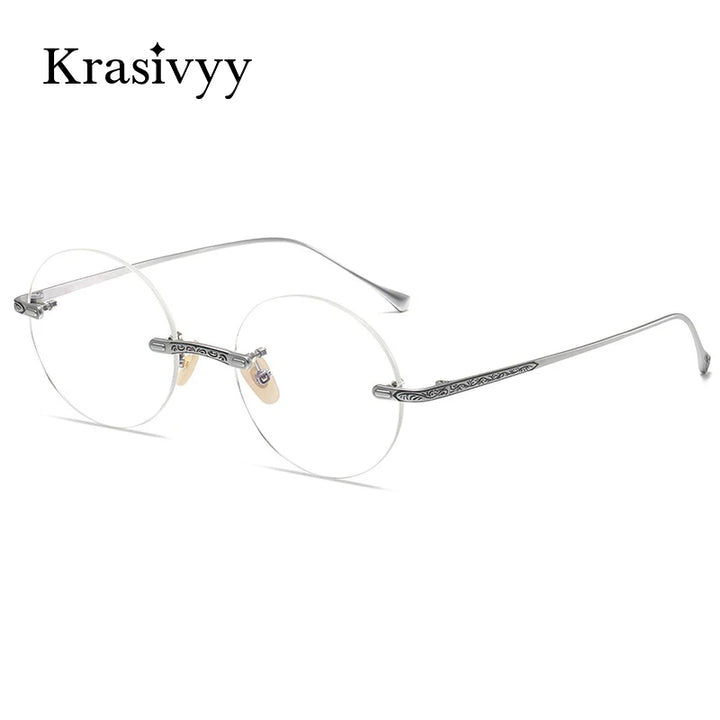 Krasivyy Men's Rimless Round Titanium Eyeglasses K5933 Rimless Krasivyy   