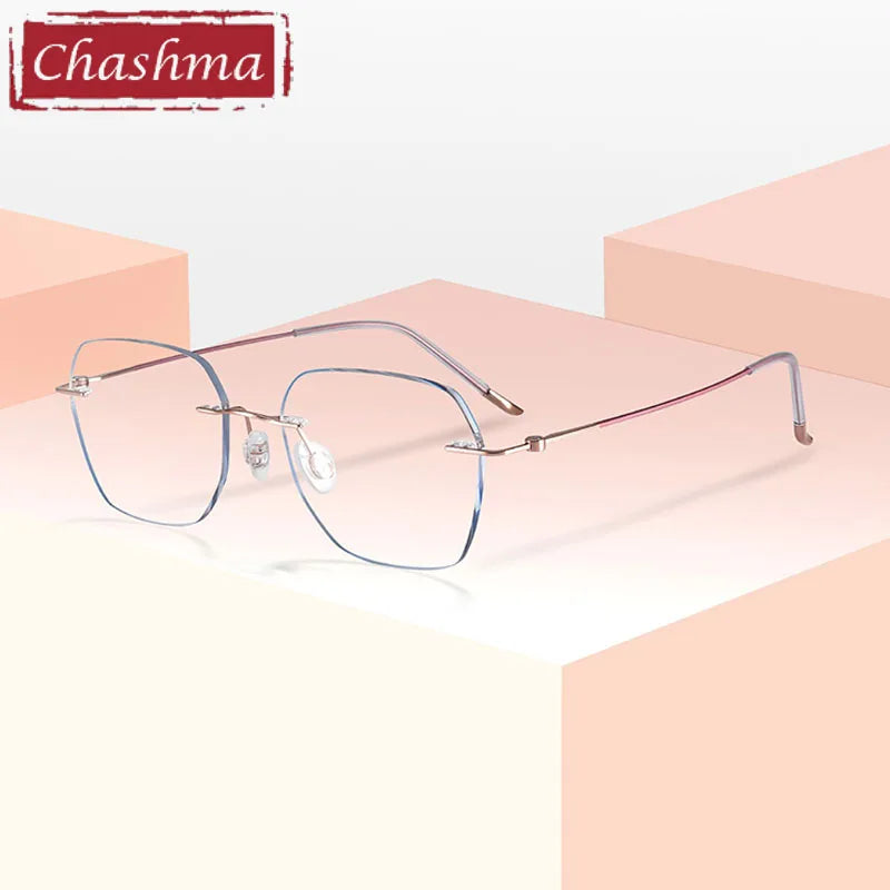 Chashma Ottica Women's Rimless Polygon Screwless Titanium Eyeglasses 7260 Rimless Chashma Ottica   