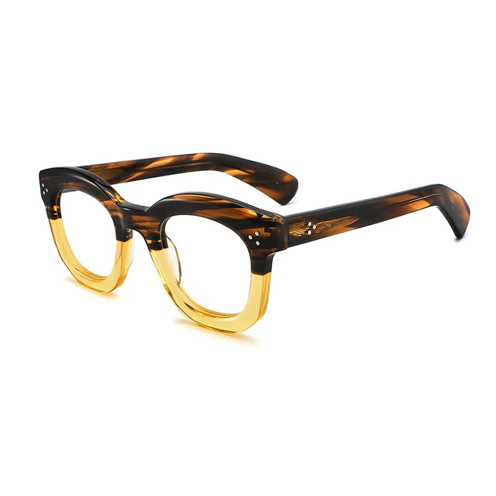 Gatenac Unisex Full Rim Square Cat Eye Thick Acetate Eyeglasses Gx1535 Full Rim Gatenac Stripe