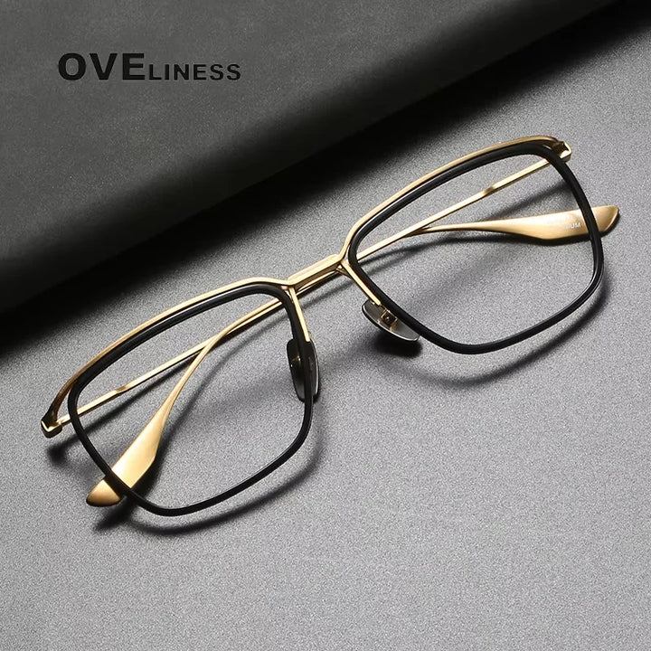 Oveliness Unisex Full Rim Square Titanium Acetate Eyeglasses 42106 Full Rim Oveliness   