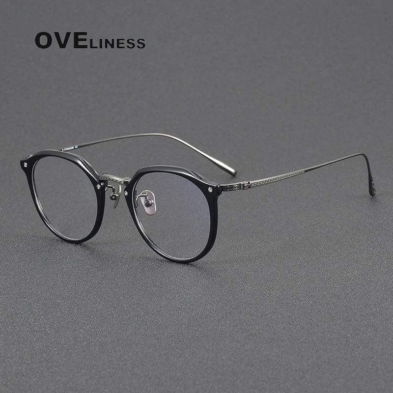 Oveliness Women's Full Rim Round Titanium Acetate Eyeglasses 34054
