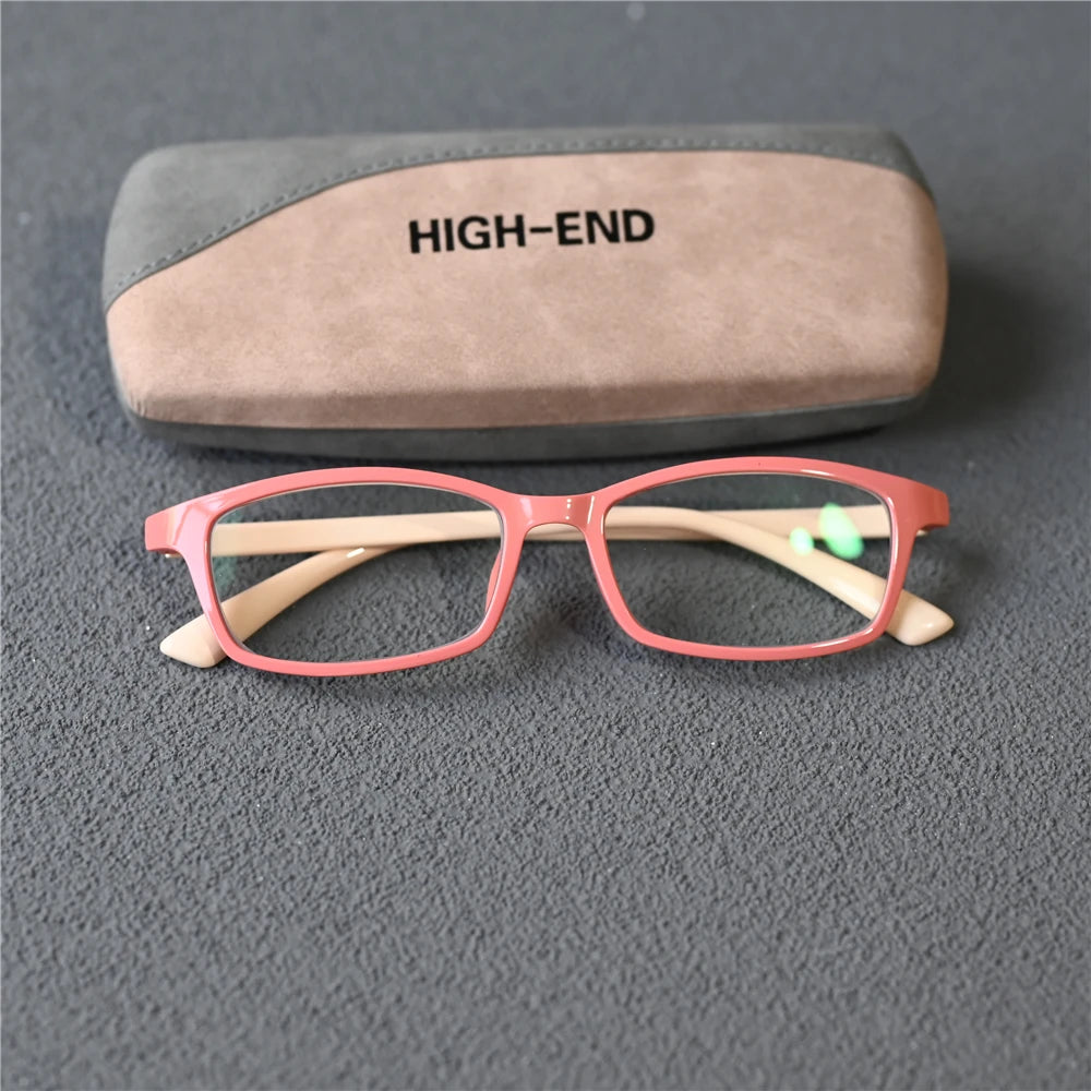 Cubojue Unisex Full Rim Big Square Tr 90 Titanium Reading Glasses 15353 Reading Glasses Cubojue anti blue light 0 pink beige