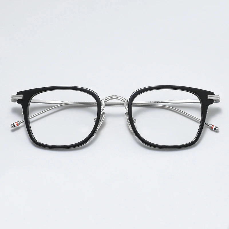 Black Mask Unisex Full Rim Square Alloy Eyeglasses Bmt905 Full Rim Black Mask Black-Silver  