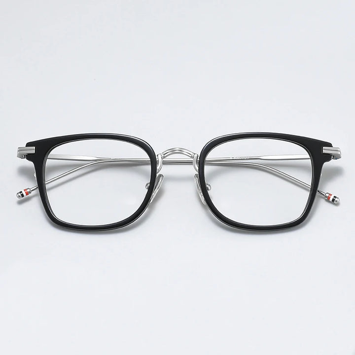 Black Mask Unisex Full Rim Square Alloy Eyeglasses Bmt905 Full Rim Black Mask Black-Silver  