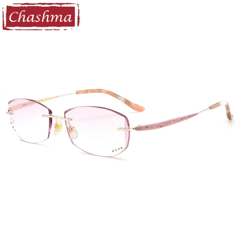 Chashma Women's Rimless Rectangle Eyeglasses 10139 Rimless Chashma Pink  