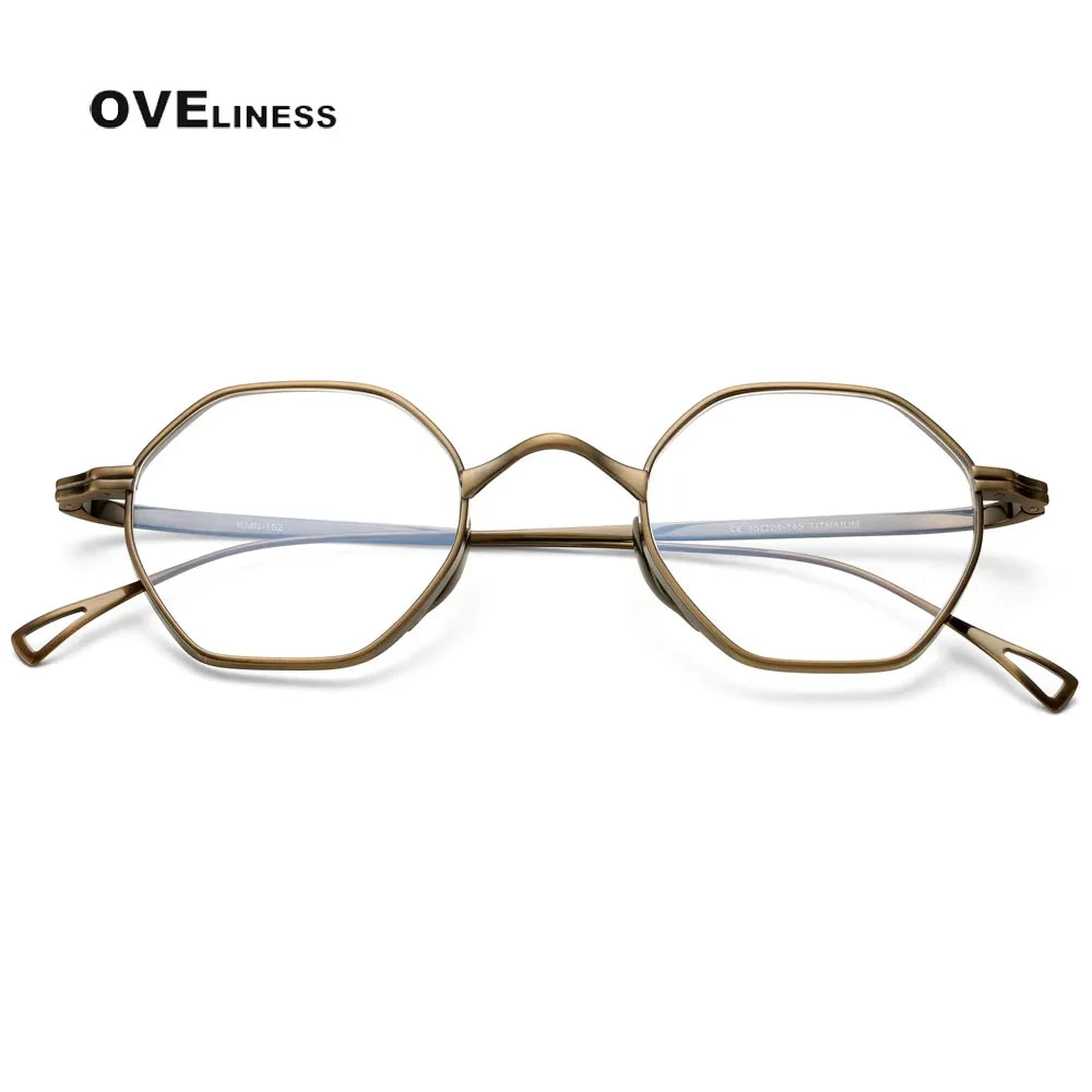 Oveliness Unisex Full Rim Polygon Titanium Eyeglasses 74152 Full Rim Oveliness Bronze