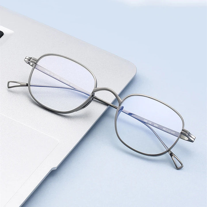 Black Mask Unisex Full Rim Round Square Titanium Eyeglasses 844144