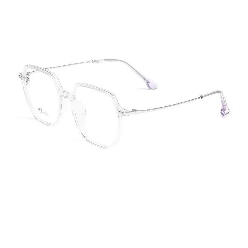 Yimaruili Unisex Full Rim Polygon Tr 90 Alloy Eyeglasses 16523b Full Rim Yimaruili Eyeglasses Transparent Silver  