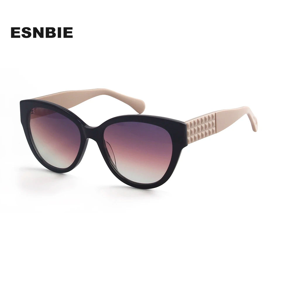 Esnbie Women's Full Rim Cat Eye Acetate Nylon Sunglasses 917125