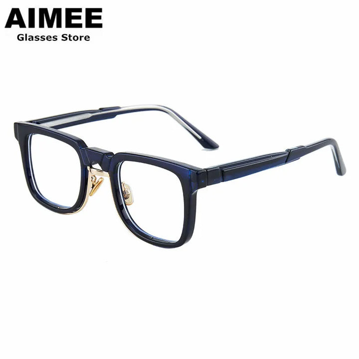 Aimee Unisex Full Rim Square Acetate Eyeglasses 6555 Full Rim Aimee Blue  