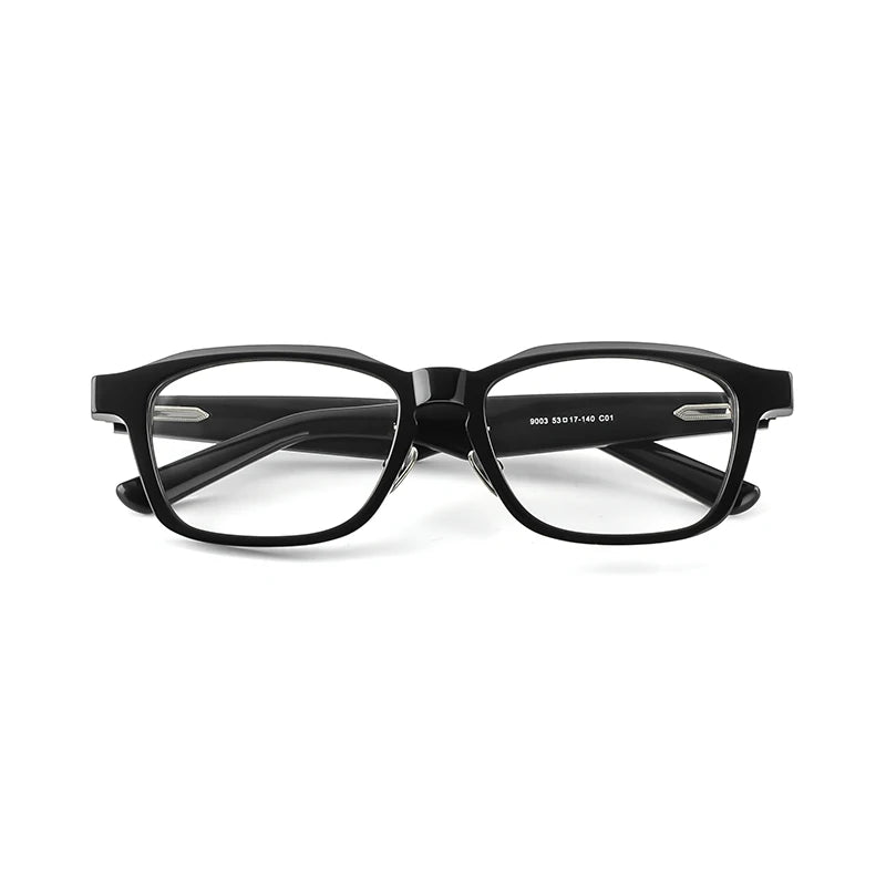 Black Mask Unisex Full Rim Square Acetate Titanium Eyeglasses 369003