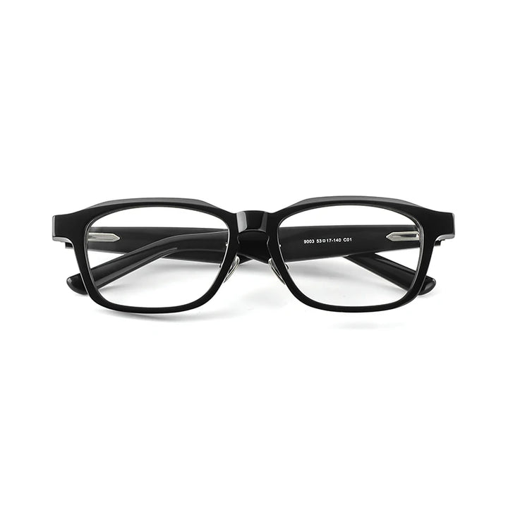 Black Mask Unisex Full Rim Square Acetate Titanium Eyeglasses 369003