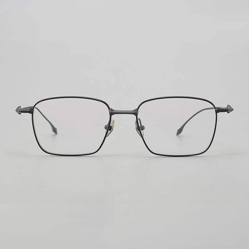 Black Mask Unisex Full Rim Irregular Square Titanium Eyeglasses 94147 Full Rim Black Mask