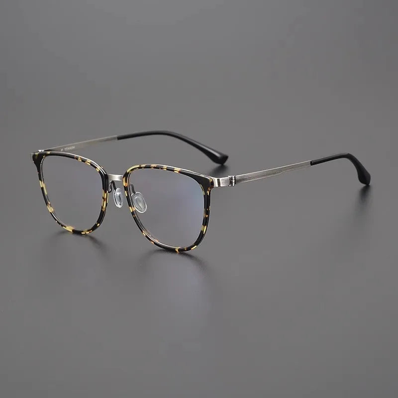 Hewei Unisex Full Rim Square Titanium Acetate Eyeglasses 14544 Full Rim Hewei   