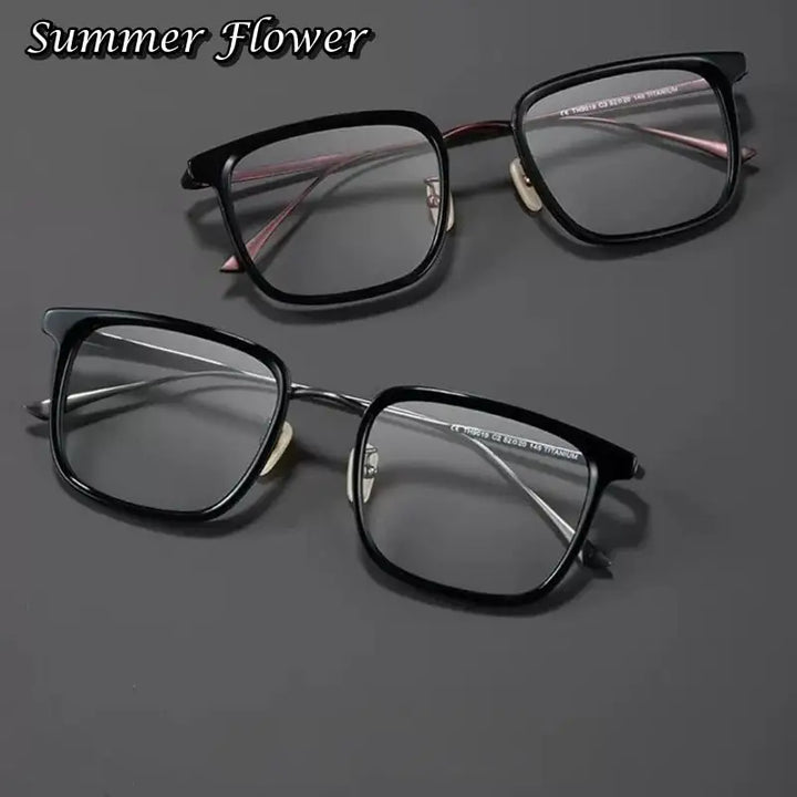 Summer Flower Unisex Full Rim Square Tr 90 Titanium Eyeglasses 90194