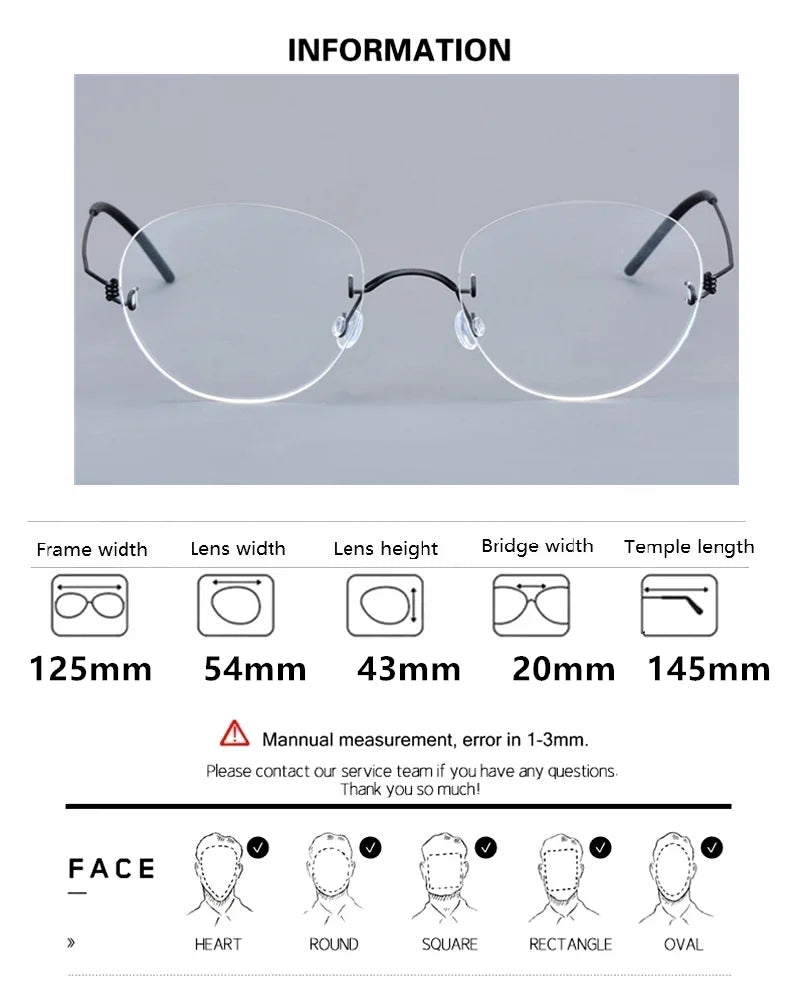 Aimee Women's Rimless Small Oval Screwless Titanium Eyeglasses 22421