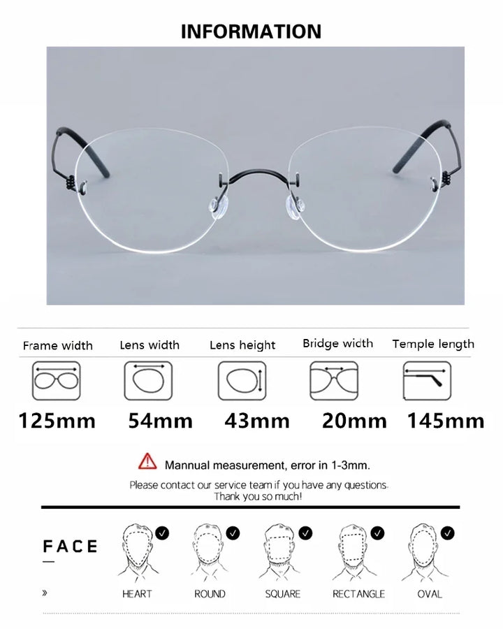 Aimee Women's Rimless Small Oval Screwless Titanium Eyeglasses 22421