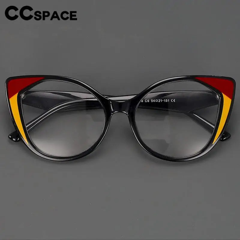 CCSpace Women's Full Rim Square Cat Eye Tr 90 Titanium Eyeglasses 56980 Full Rim CCspace   