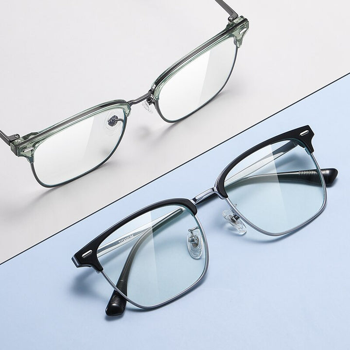 Zirosat Men's Full Rim Square Tr 90 Titanium Eyeglasses St6203 Full Rim Zirosat   