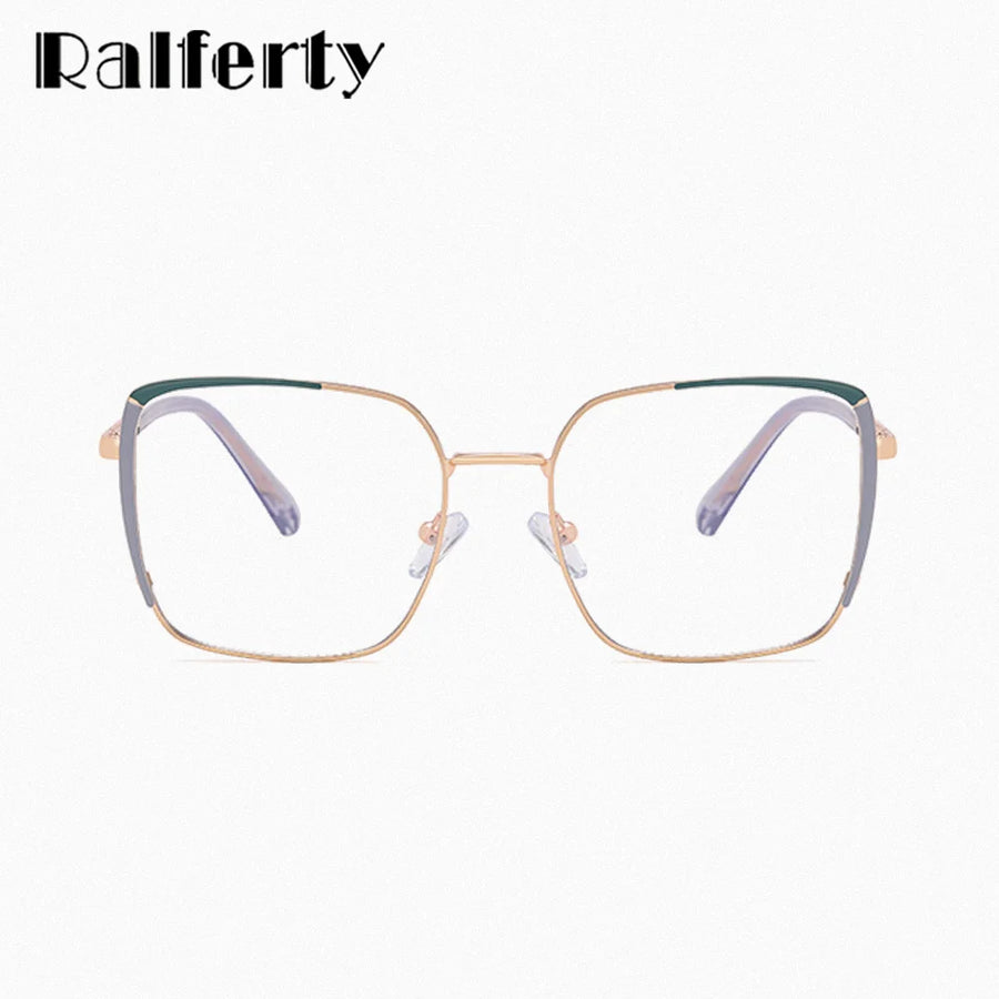 Ralferty Women's Full Rim Square Alloy Eyeglasses R82107 Full Rim Ralferty   