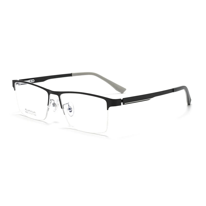 Yimaruili Men's Semi Rim Square Alloy-Al-Mg Eyeglasses 366802