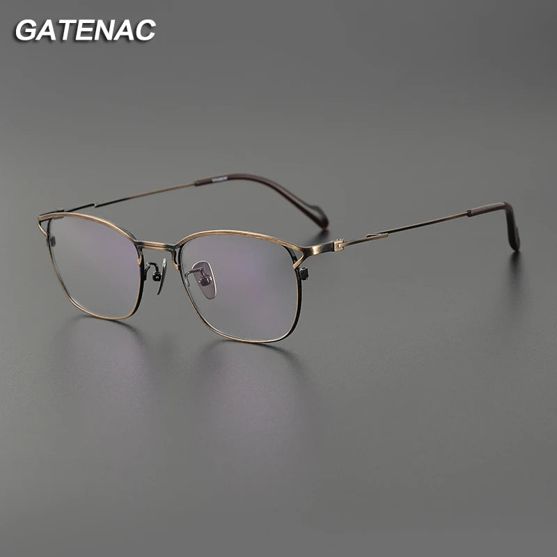 Gatenac Unisex Full Rim Square Titanium Eyeglasses Gxyj1143 Full Rim Gatenac   