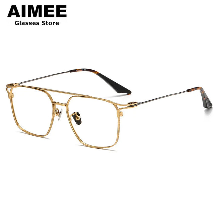 Aimee Unisex Full Rim Square Double Bridge Titanium Eyeglasses 81000