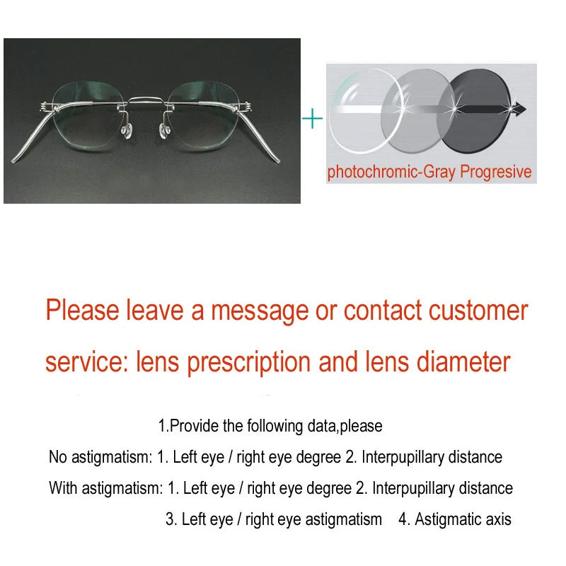 Yujo Unisex Rimless Oval Polygon Stainless Steel Eyeglasses 14537