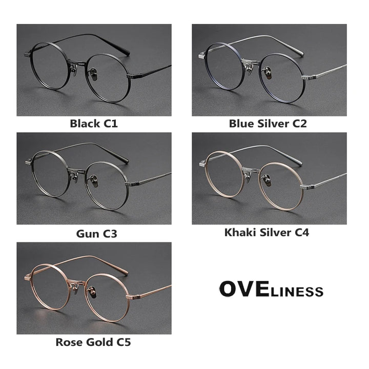 Oveliness Unisex Full Rim Round Oval Titanium Eyeglasses 19026 Full Rim Oveliness   