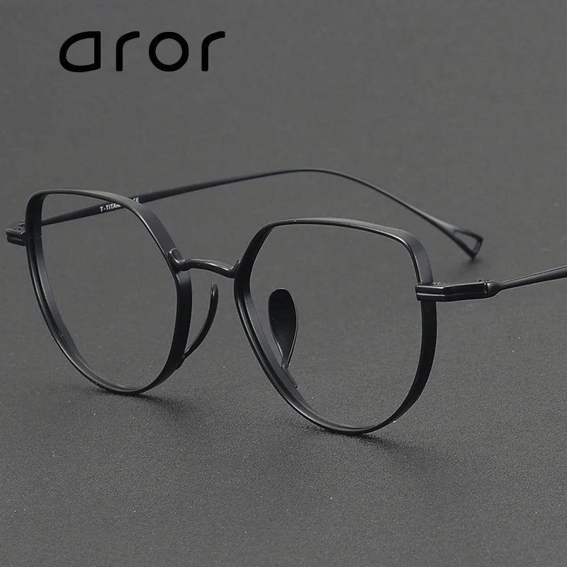 Aror Unisex Full Rim Flat Top Oval Cat Eye Titanium Eyeglasses 30027