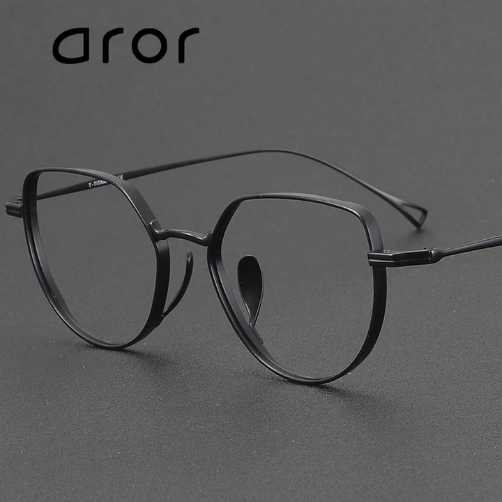 Aror Unisex Full Rim Flat Top Oval Cat Eye Titanium Eyeglasses 30027