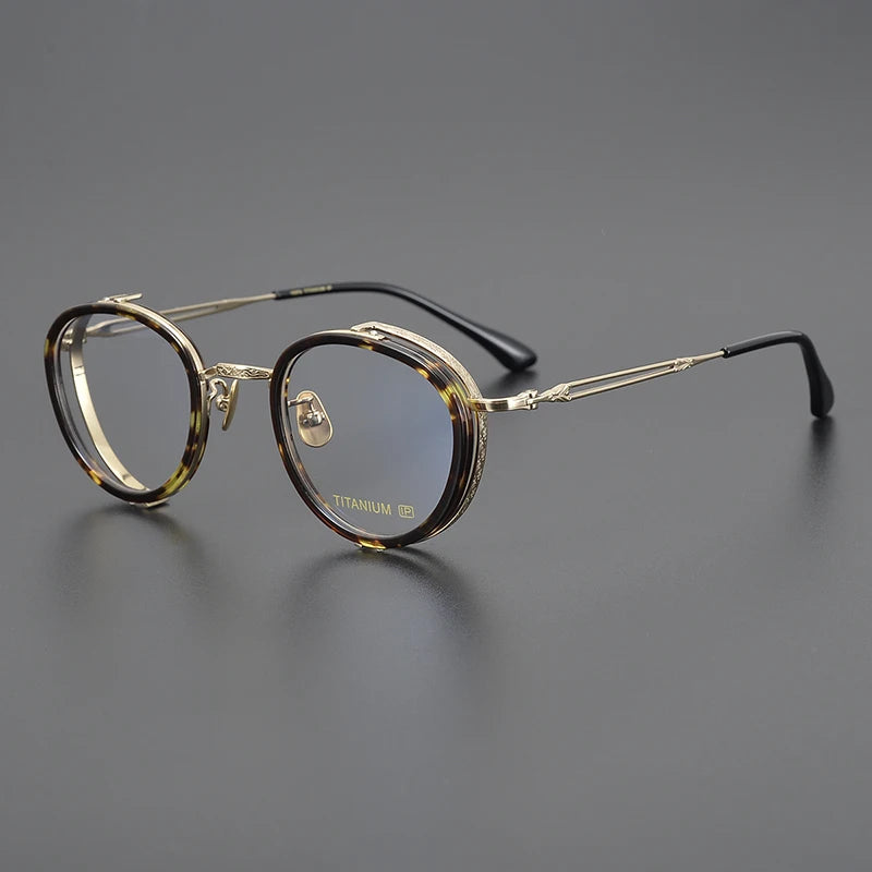 Nobler Unisex Full Rim Round Titanium Acetate Eyeglasses E054 Full Rim Nobler C3  