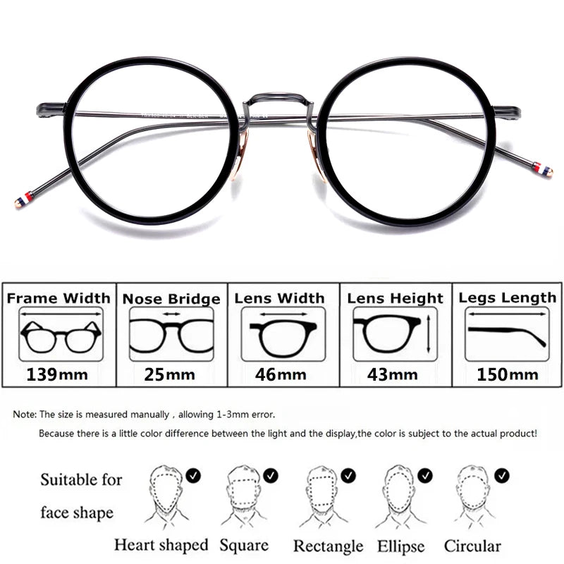 Aimee Unisex Full Rim Round Acetate Titanium Eyeglasses 541906