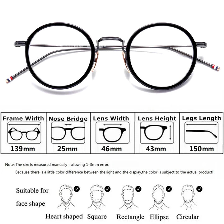 Aimee Unisex Full Rim Round Acetate Titanium Eyeglasses 541906