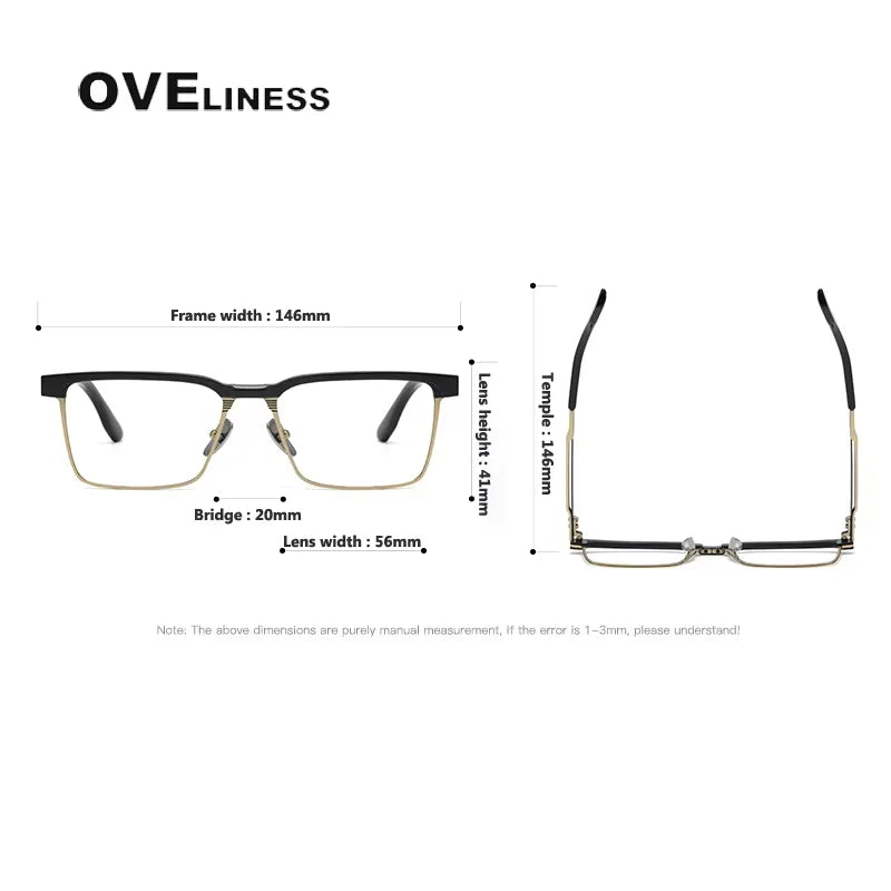 Oveliness Unisex Full Rim Square Titanium Acetate Eyeglasses 43137 Full Rim Oveliness