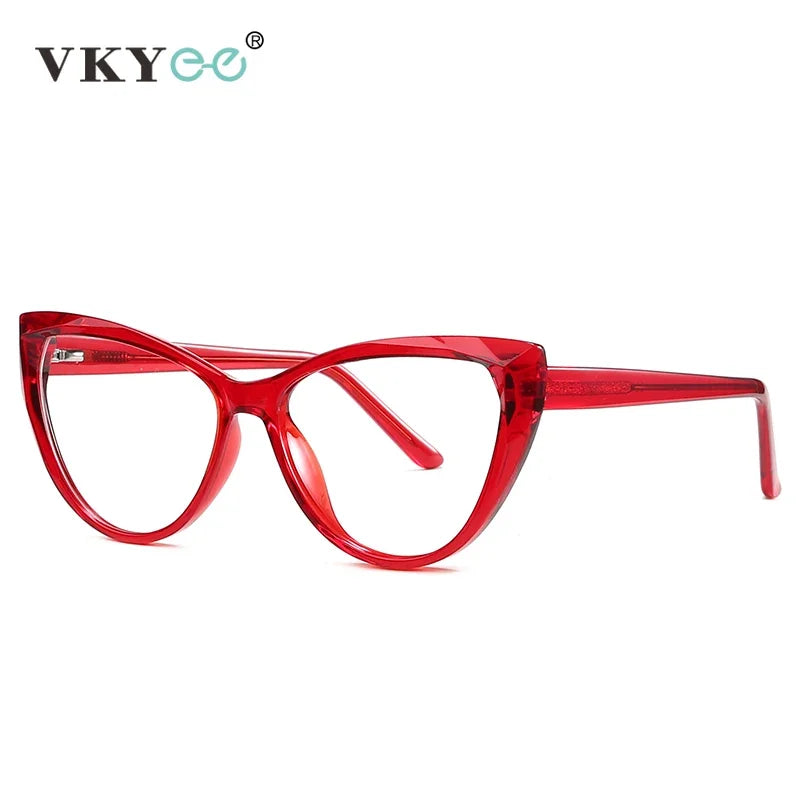Vicky Women's Full Rim Cat Eye Tr 90 Titanium Eyeglasses 2003 Full Rim Vicky CHINA +100 PFD2003-Red