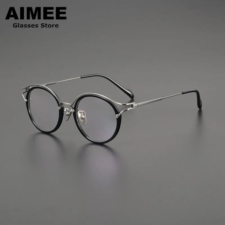 Aimee Women's Full Rim Round Acetate Titanium Eyeglasses 690036