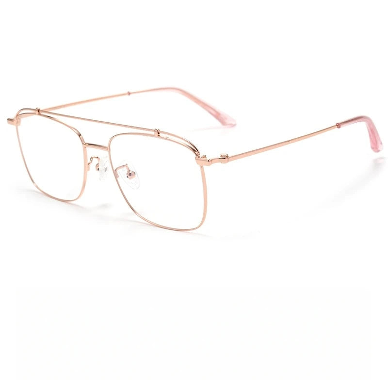 Yimaruili Women's Full Rim Square Double Bridge Titanium Eyeglasses 76007