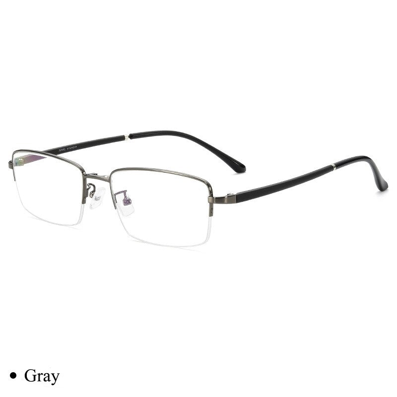 Bclear Men's Semi Rim Rectangle Alloy Eyeglasses With Clip On Polarized Sunglasses Zt9338 Clip On Sunglasses Bclear Gray frame  