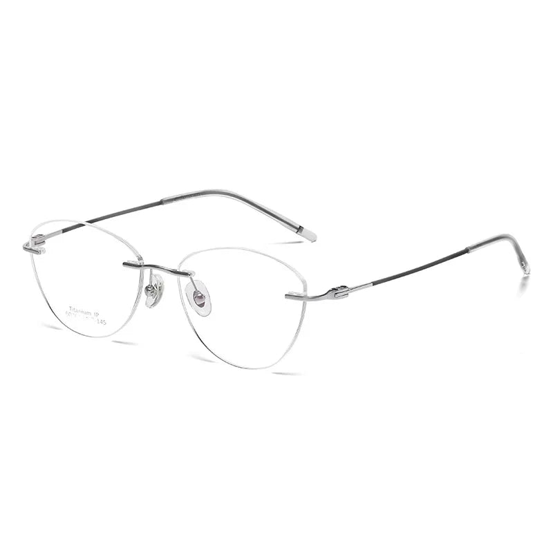 Yimaruili Women's Rimless Oval Cat Eye Titanium Eyeglasses 366076