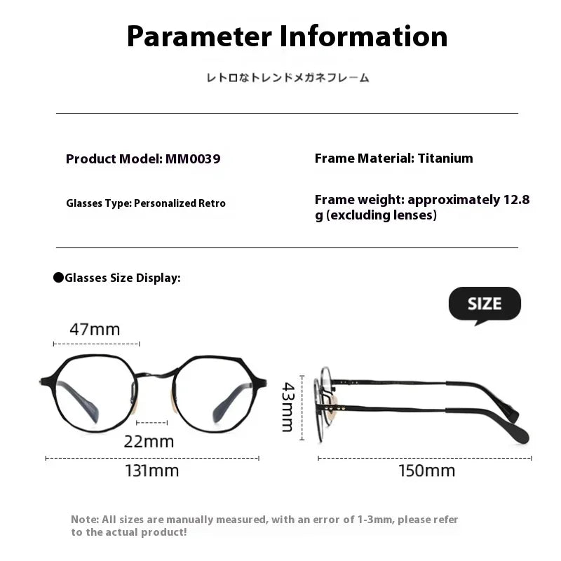 Muzz Women's Full Rim Flat Top Oval Titanium Eyeglasses 470039