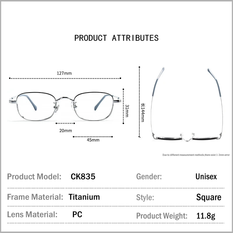 Aror Women's Full Rim Small Square Titanium Eyeglasses 49835 Full Rim Aror