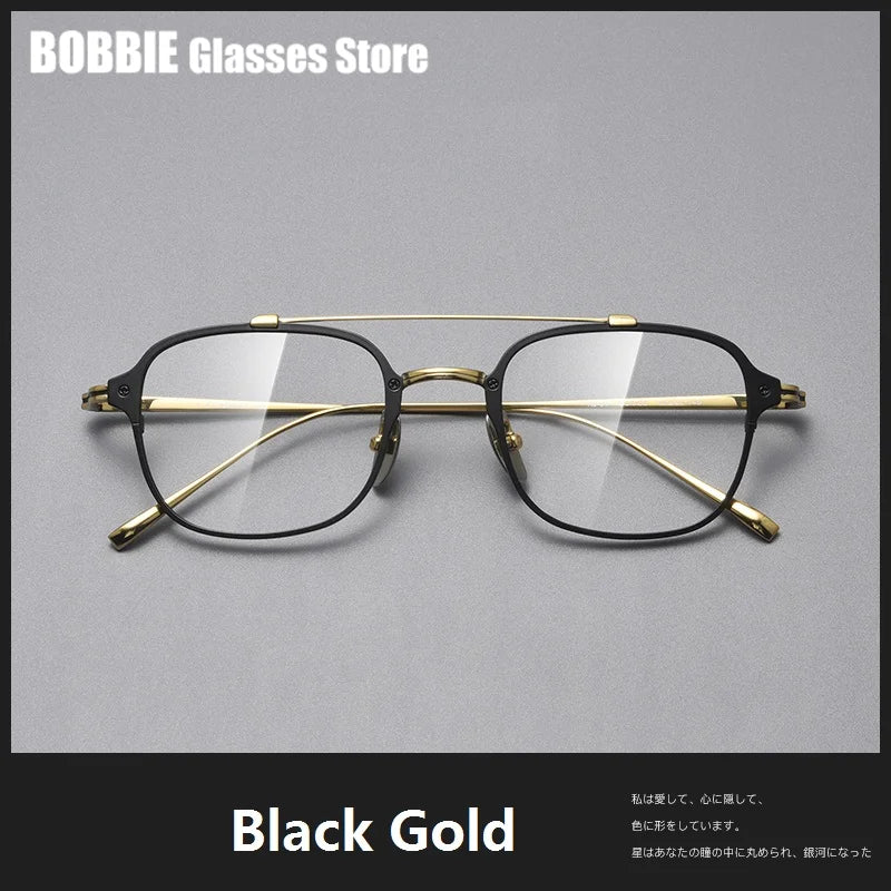 Bobbie Unisex Full Rim Square Double Bridge Titanium Eyeglasses 671319