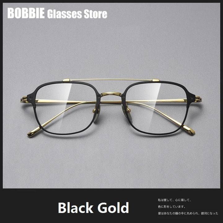 Bobbie Unisex Full Rim Square Double Bridge Titanium Eyeglasses 671319