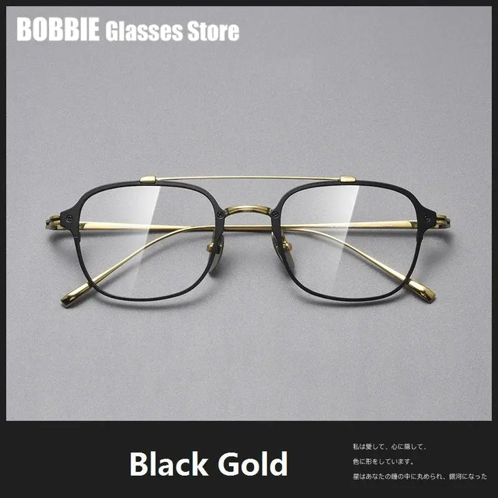 Bobbie 316900 Unisex Square Double Bridge Titanium Full Rim Frames FuzWeb